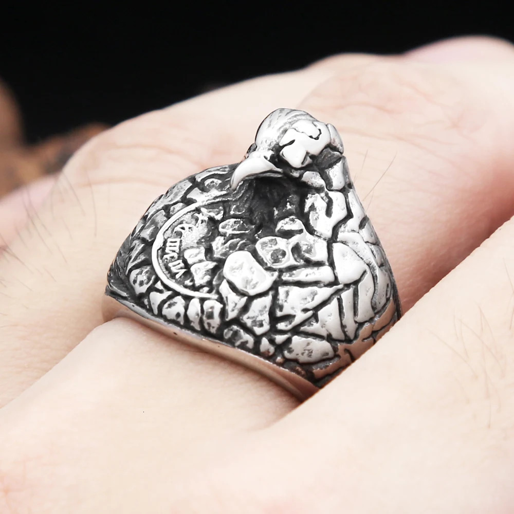 Unique Nordic 316L Stainless Steel Eagle Ring Fashion Viking Rune Animal Rings For Men Women Amulet Jewelry Gifts Drop 250812