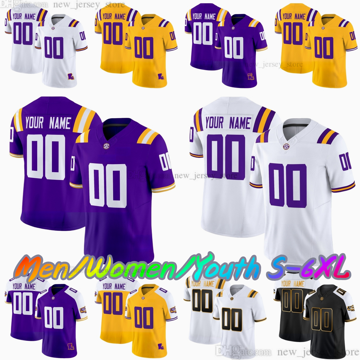 2025 Custom S-6XL College Football Jersey 13 Garrett Nussmeier 29 Caden Durham 1 Aaron Anderson 40 Whit Weeks 9 Joe Burrow 2 Kyren Lacy 7 Ja'Marr Chase Stitched Jerseys