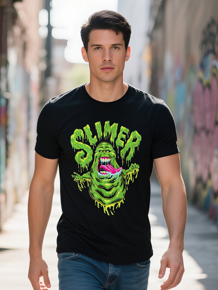 Ghostbusters Afterlife Men's T-Shirt Cotton Vibrant Slimer Print Breathable Comfortable Round Neck Short Sleeve