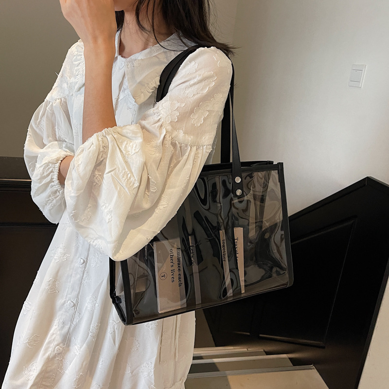 Transparent Large Capacity PVC Shoulder for Women New Jelly Mother-Daughter Trendy Versatile Handbag Tote Bag