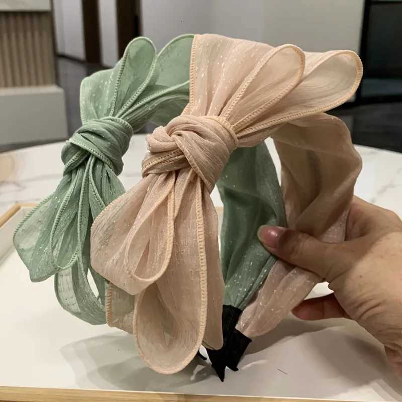 1pc Korean version bow hair band with teeth anti-slip pressure simple hair band lace mesh band X250812