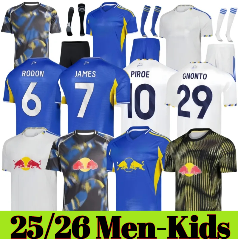 24 25 26 Leeds Unitedesdd BAMFORD Llorente Soccer Jerseys Home Away 2024 2025 Adams Aaronson HARRISON Sinisterra JAMES Maillots De Football Kids Kit Football Shirt