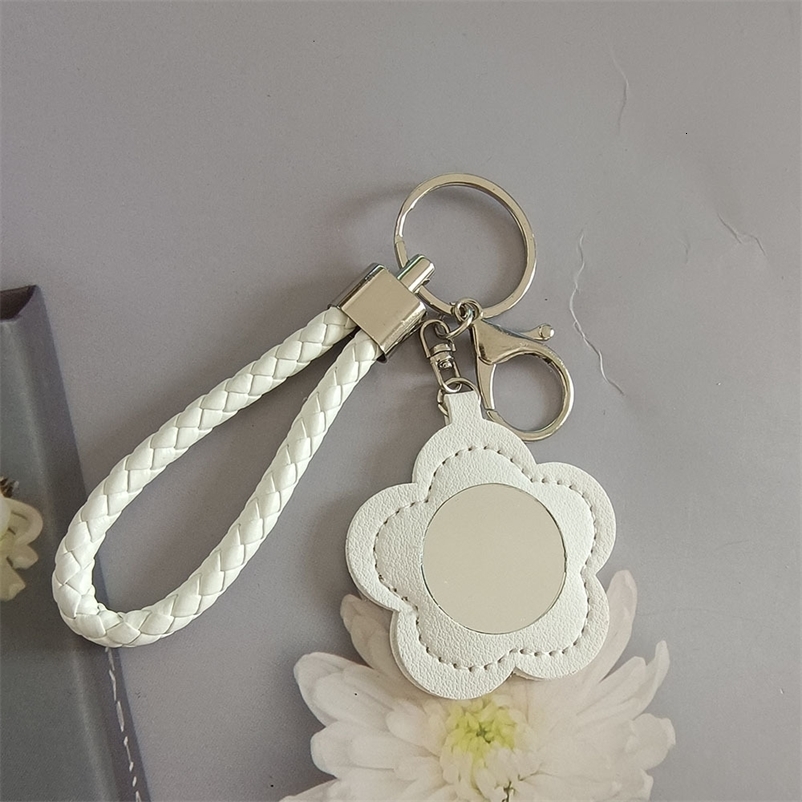 Creative PU Flower Small Mirror Keychain Portable Lipstick Bag Makeup Mirror Ins Cute Bag Pendant 250726