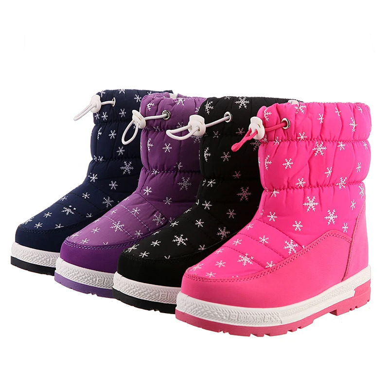 Cute eagle Girls Winter Boots boys Fashion Plush Snowshoe Water-Proof Students Sneakers Rubber Boots Keep Warm Sneakers 250811