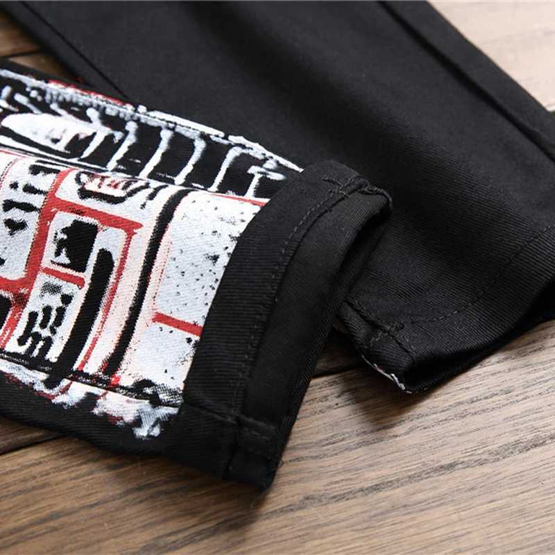 Street Printed Button Mens Straight Pants Fashionable High Waist Colorful Graffiti Print Zipper Denim Pants Retro Mens Trousers X250812