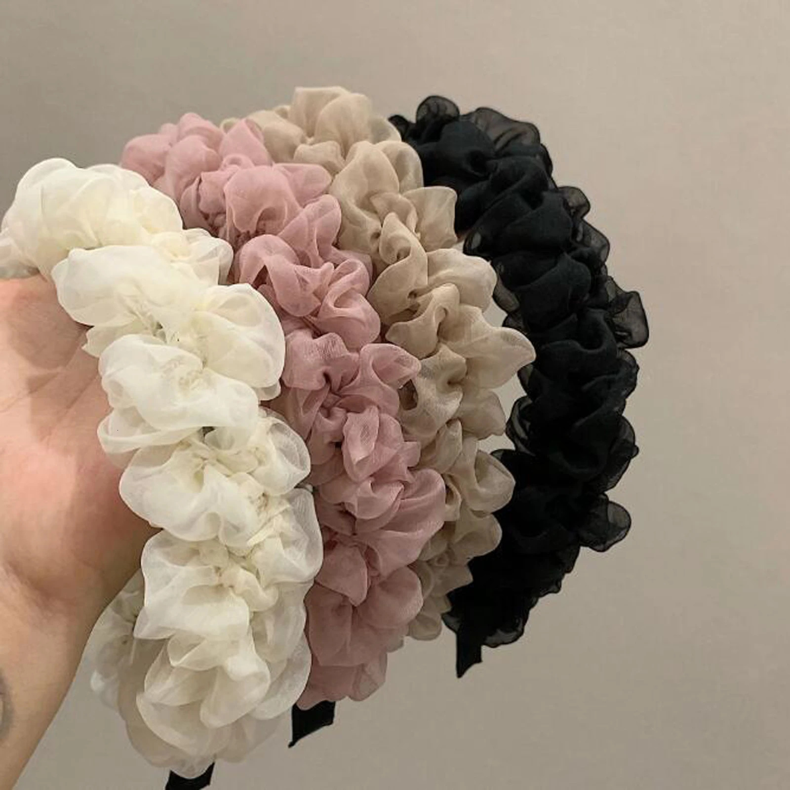 PROLY Fashion Headband For Women Pleated Flower Hairband Solid Color Headwear For Girls Autumn Hair Accessories 250805