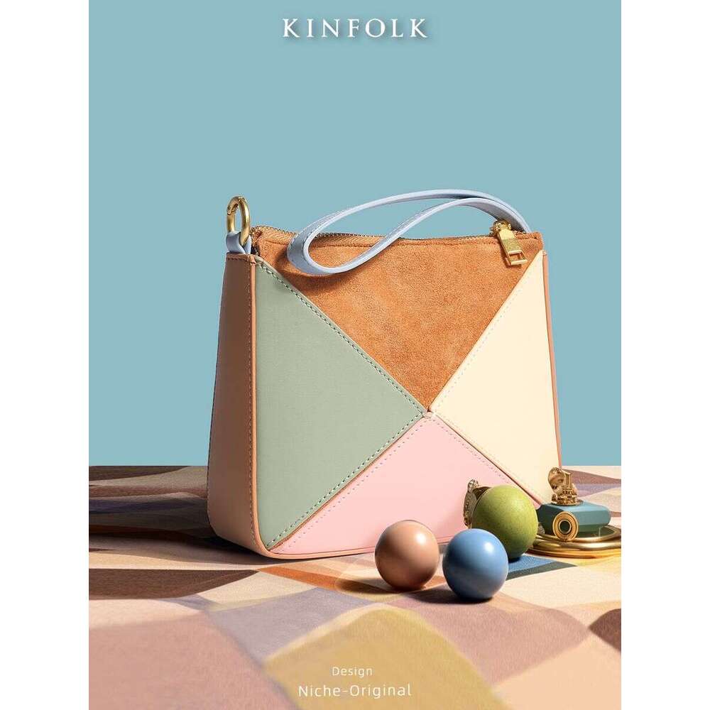 toteBag Shoulder bag ROSE NOIRE New Niche Design Turkish Multifunctional Color Block Foldable Triangle Handheld Tote Crossbody Bag