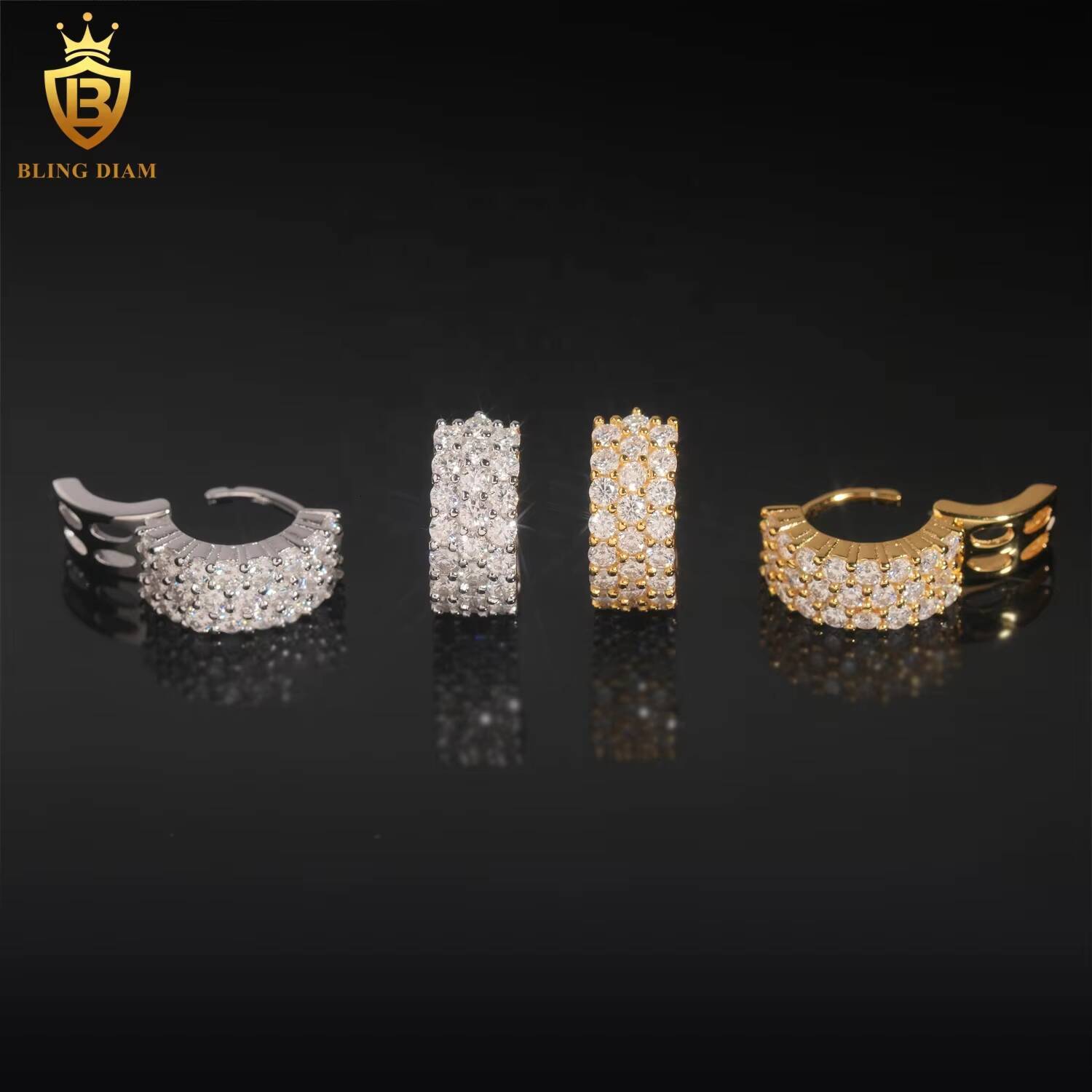 Fashion Jewelry VVS Moissanite Custom 925 Sterling Silver Luxury Iced Out Hip Hop Earrings