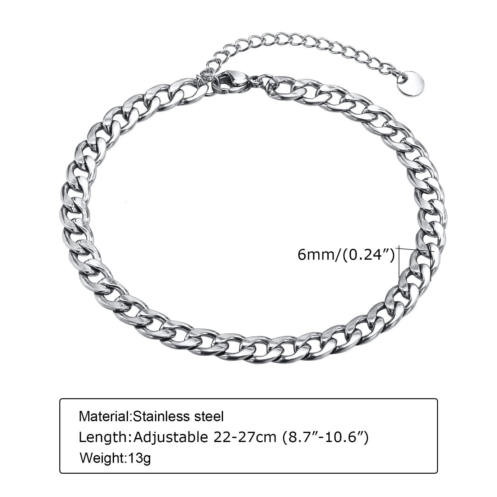 Waterproof Stainless Steel Cuban Wheat Chain Anklet Bracelets for Men Summer Holiday Beach Foot Gifts JewelryLength Adjustable 250812