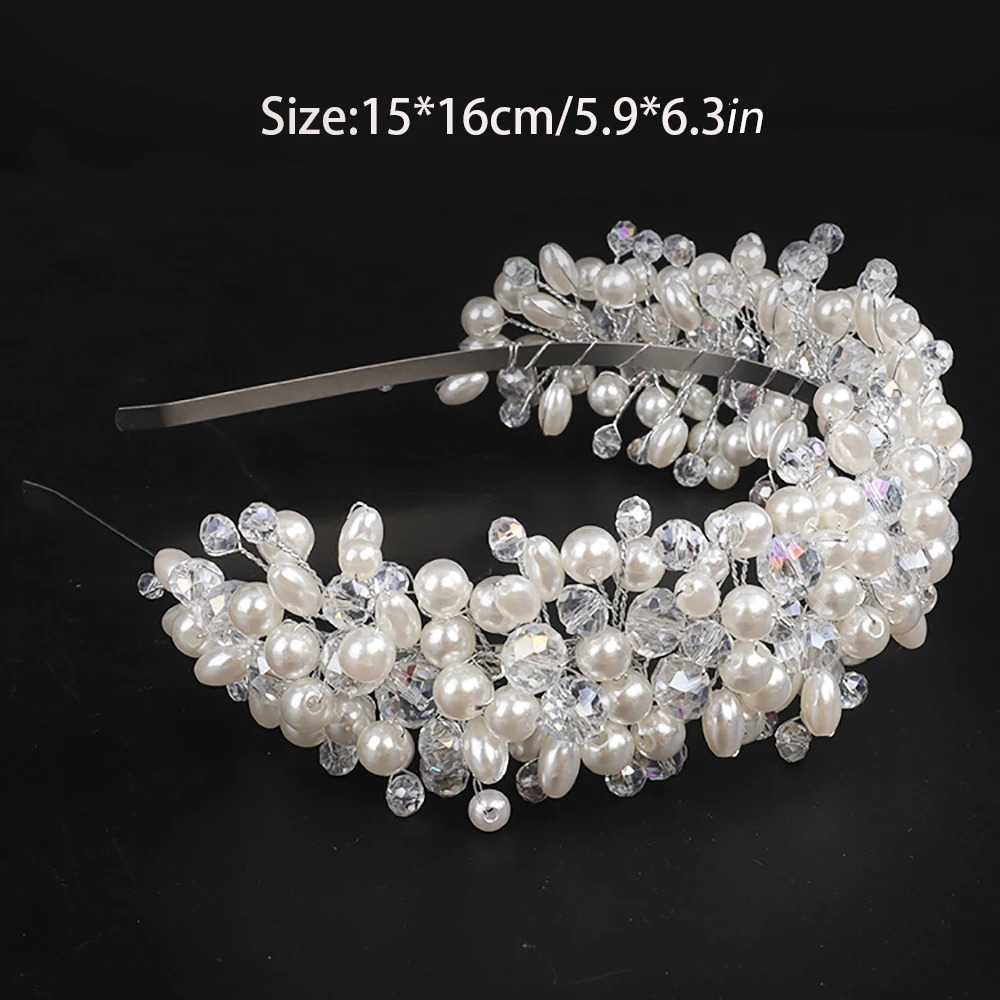 Bridal Tiara Headwear Pearl Crown Princess Wedding Hiar Hoop Crystal headband Hair Jewelry Accessories 250804