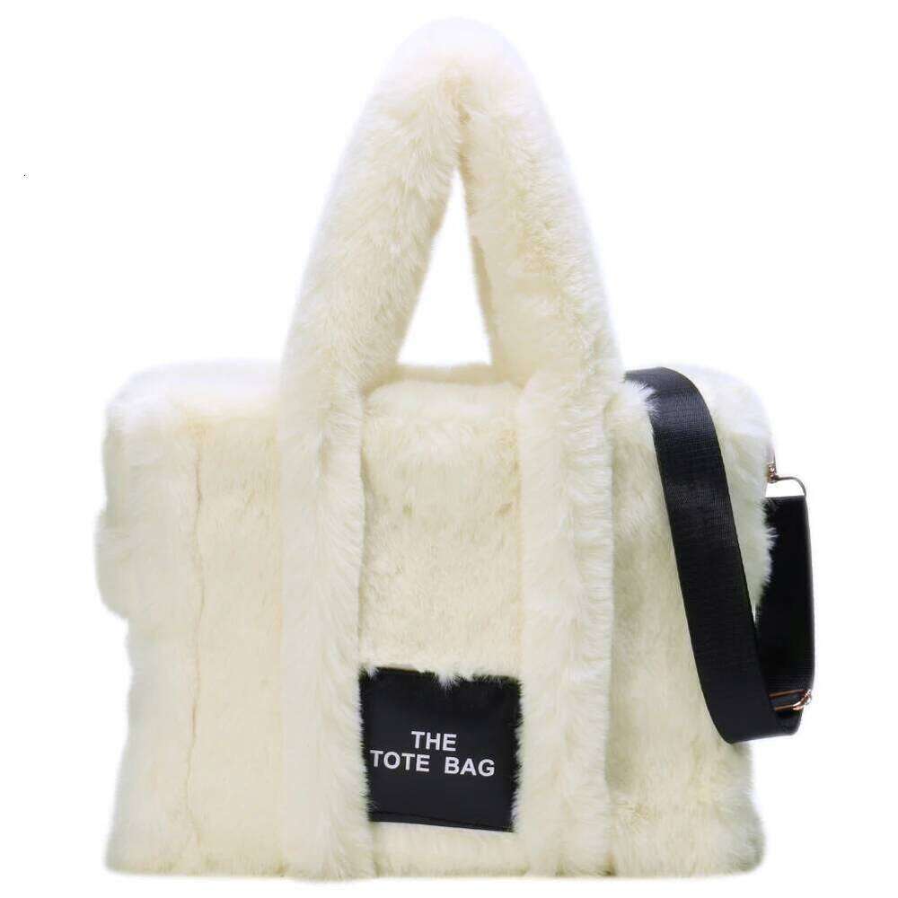 Fashion Shoulder Solid Fluffy Crossbody Tote Bag Soft Plush Portable Large Capacity Travel Work for Daily Shopper