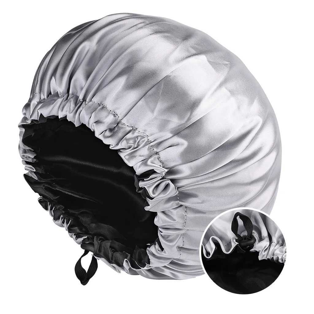 Reversible Double Layer Hair Cap Sleeping Invisible Flat Satin Round Haircare Women Headwear Ceremony Adjusting Button Night Hat XJ250812