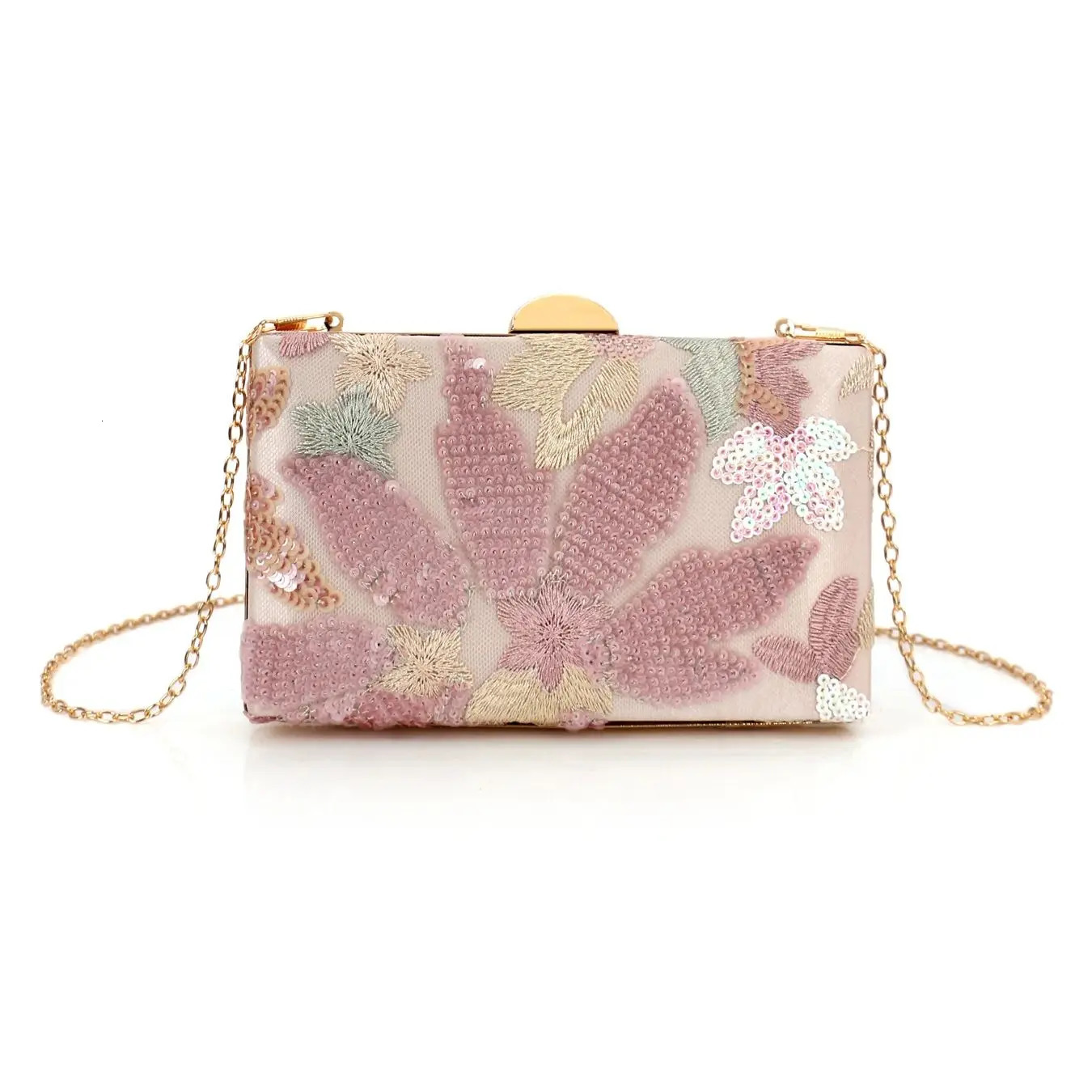 Random Pattern Womens Floral Pattern Clutch Bag Fashion Retro Sequin Embroidery Floral Chain Evening Bag Mini Box Bag For Par 250809