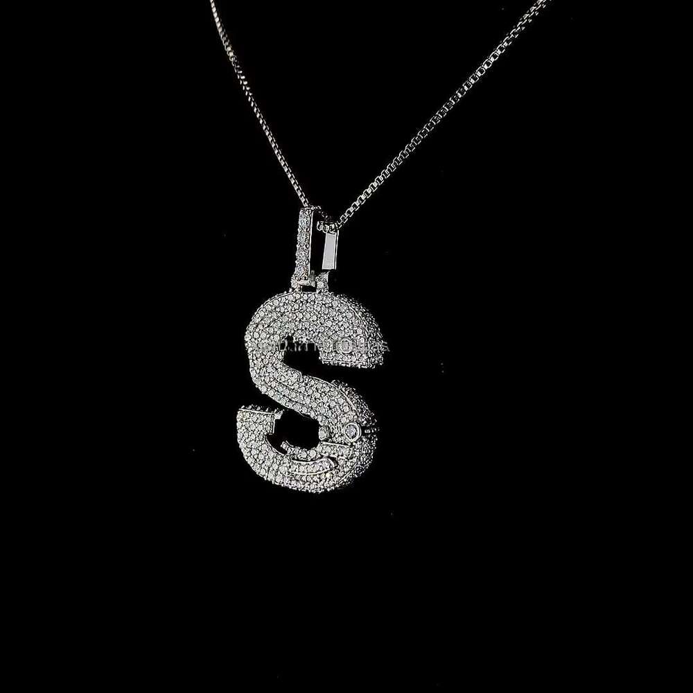 Price Men's Jewelry Sier Gray Stone Iced Large Size Charm Initial Letter Pendant