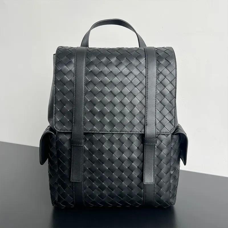 Luxury backpack men woven backpack Designer computer bag men large leather bag with pocket shoulder bag travel bag