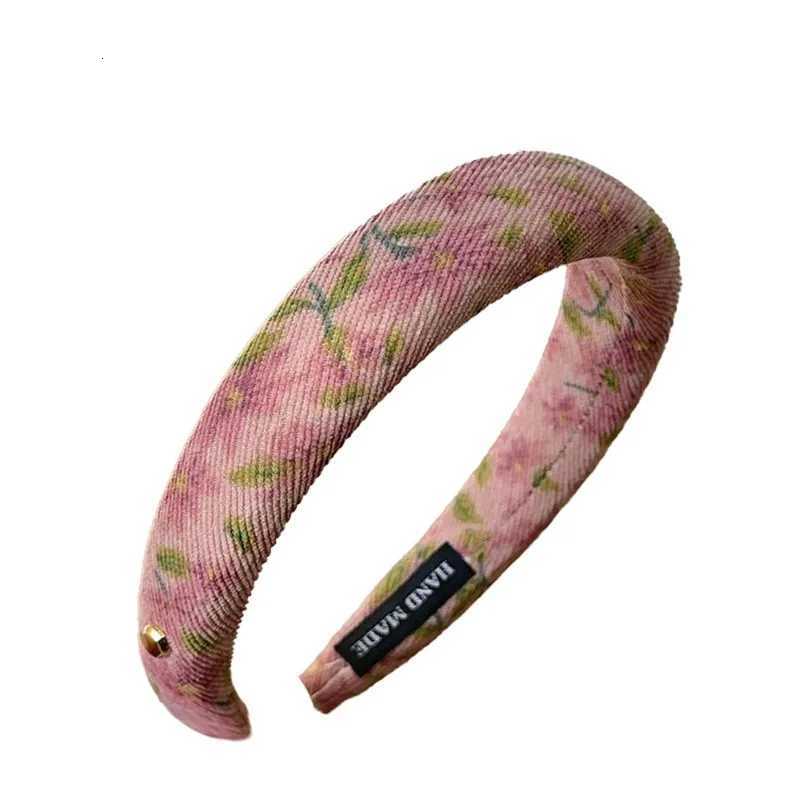 French Style Vintage Floral Twill Cotton High Skl Top Band Wide Edge Sponge Band Fem New Hair Hoop for Hair Washing X250812