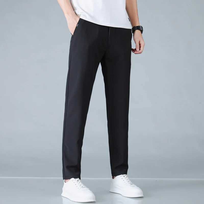2025 Spring Summer Ultra-thin Mens Casual Pants Slim Straight Leg Elastic Waist Sports Jogging Trousers Fashion Men Golf Pants W250812