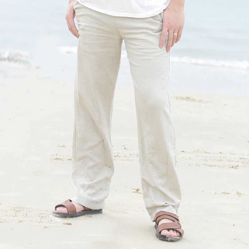 Mens Beach Pants Joggers Streetwear Cotton Linen Sweatpants Casual Pants Hawaiian Vacation Loose Summer Long W250812