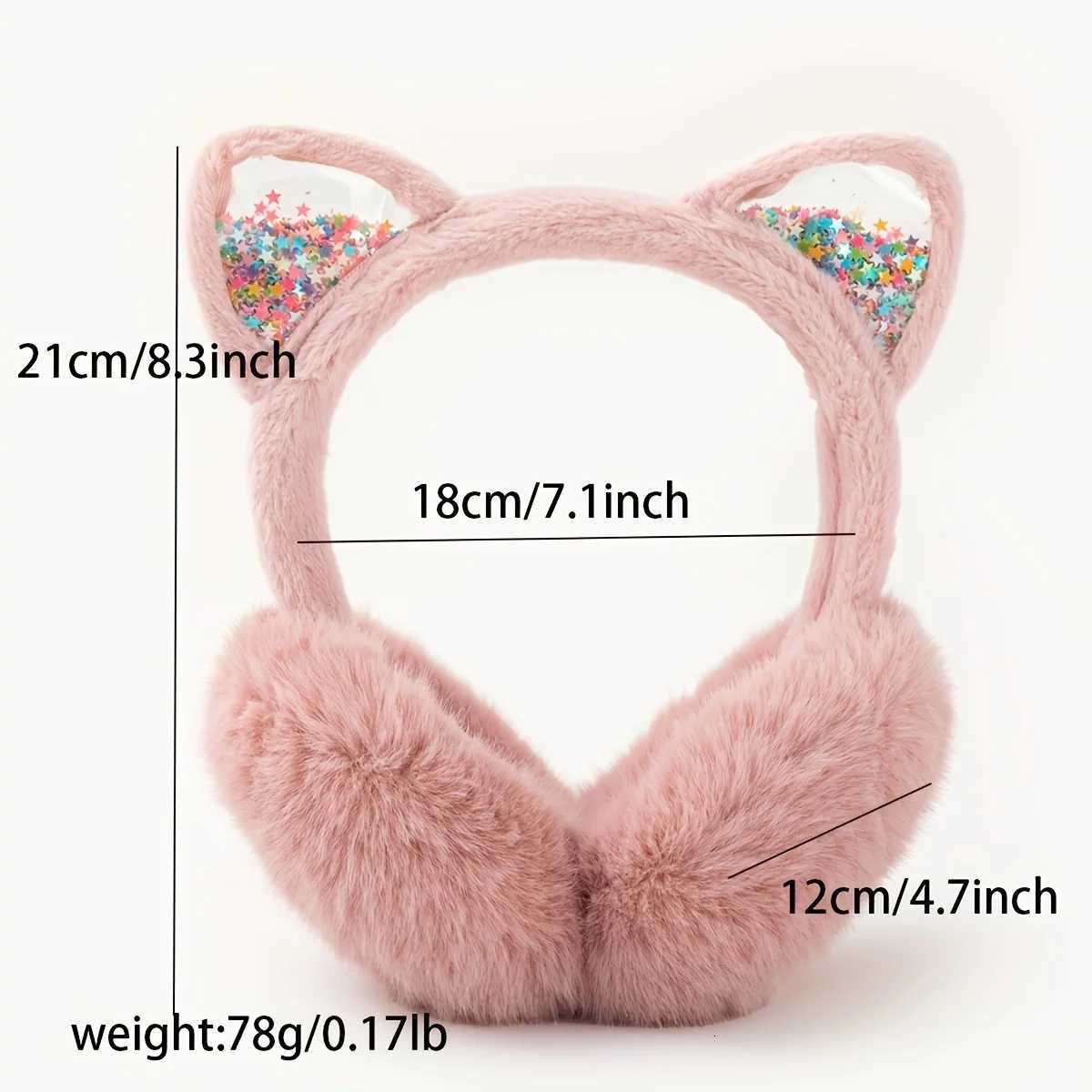 ute Cat Ear Earmuffs for Women - Foldable Winter Ear Warmers Sparkle Sequin Design Solid Color XJ250812
