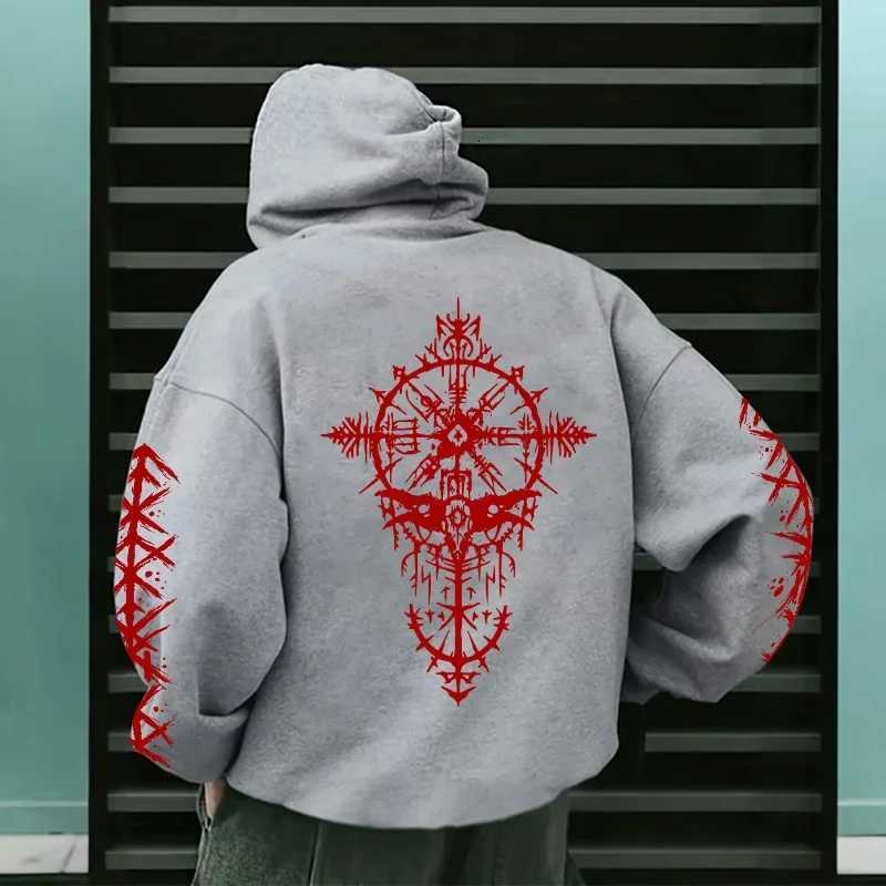 Ancient Viking Raven Print Hoodie for Man Autumn Winter Daily Casual Sport Jogging Sweatshirt Home Outdoor Comfort Warm Pullover Y250811