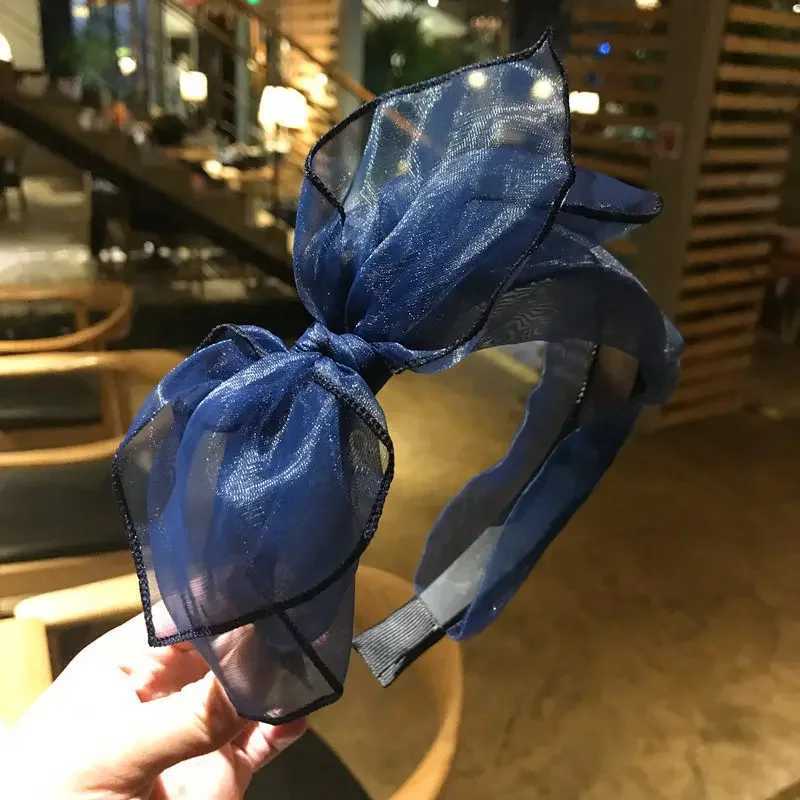 Bow Hairband Black Mesh Band for Women Korean Fashion Double Layers Bands with Lips Print Ladies Hair Accessories X250812