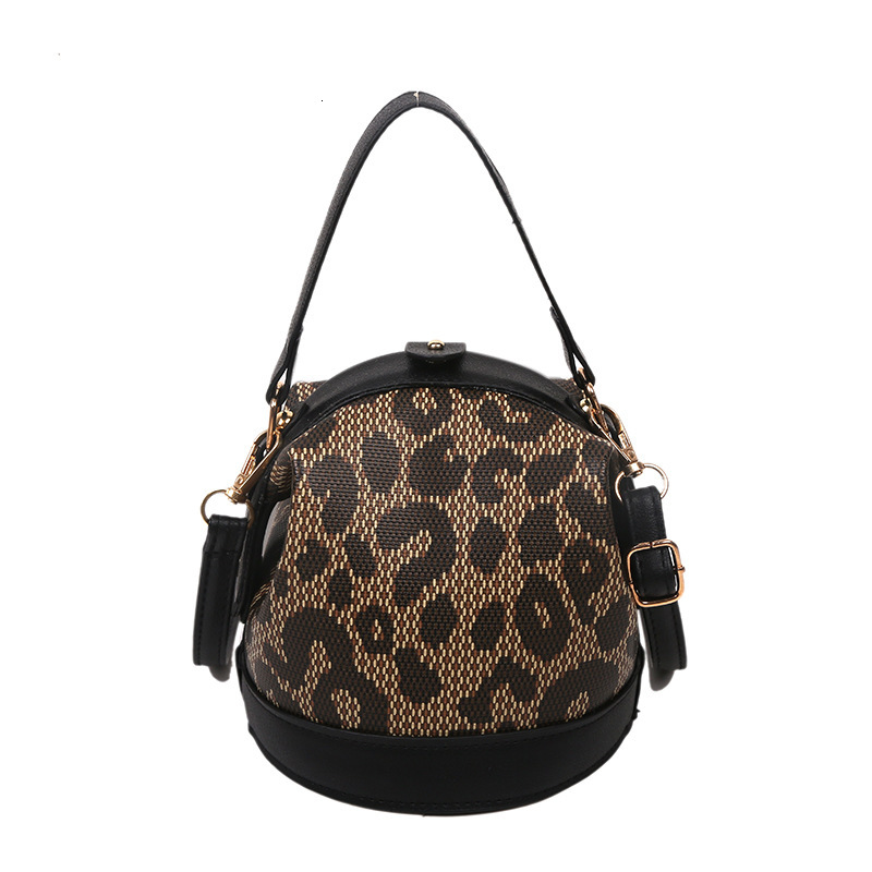 Leopard Print Stylish Small New Korean Fashion Personality Trend Simple Handheld Crossbody Cylinder Bag ddmymarket
