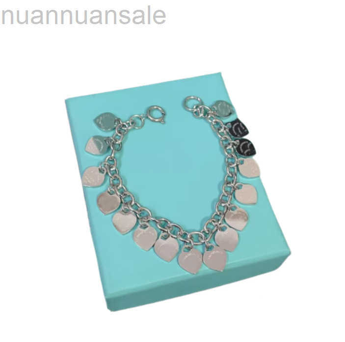 Youth Trendy TF Chain Designer Charm Bracelets Elegant Girl Heart shaped Silver Bracelet tassels Hand Chain Woman punk bracelets Dainty Bangle Wrist luxury Charm