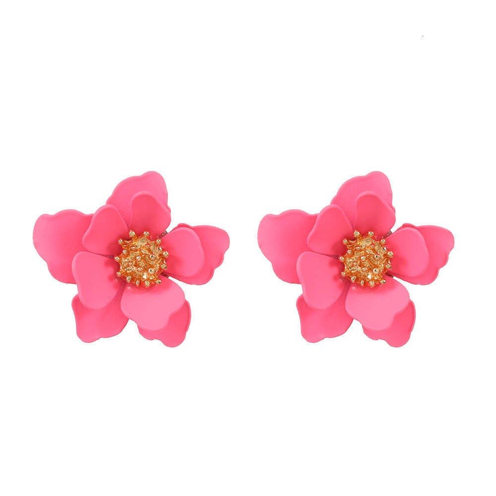 Ins Colorful Matte Flower Japanese and Korean Mori Style Sweet Multi-layer Petal Floral Earrings Elegant Ear Jewelry