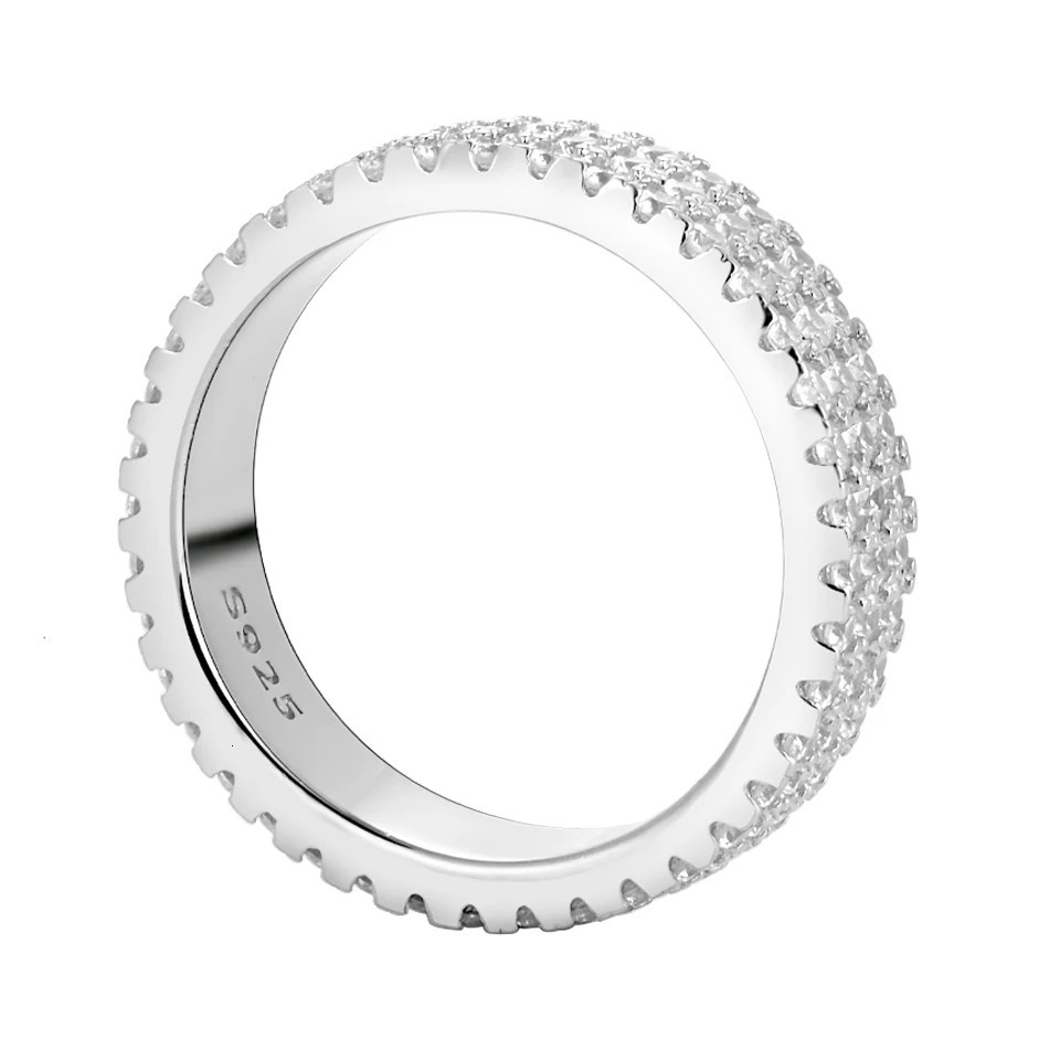 URMYLADY Full Ring 925 Sterling Sliver Plated 18k Band Hip Hop Rings for Woman Man Party Sparkling Jewely 250812