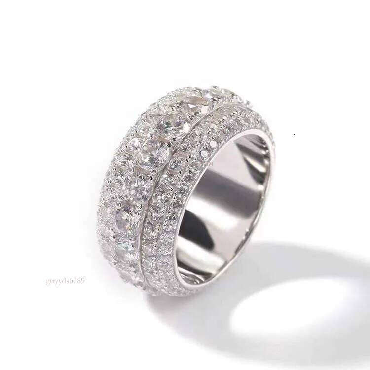 Fashion Design Sier Iced Out Moissanite Mens cuban dia ring for hiphop life jewelry