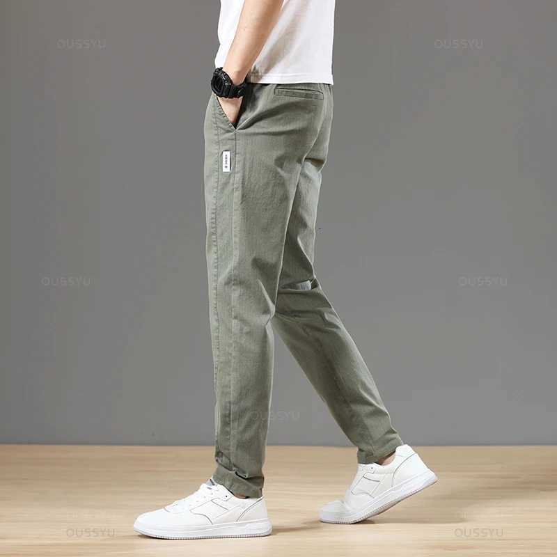 Autumn Cotton Mens Pants Fashion Classic Drawstring Elastic Waist Jogging Stretch Casual Gray Cargo Trousers Male 28-38 W250812