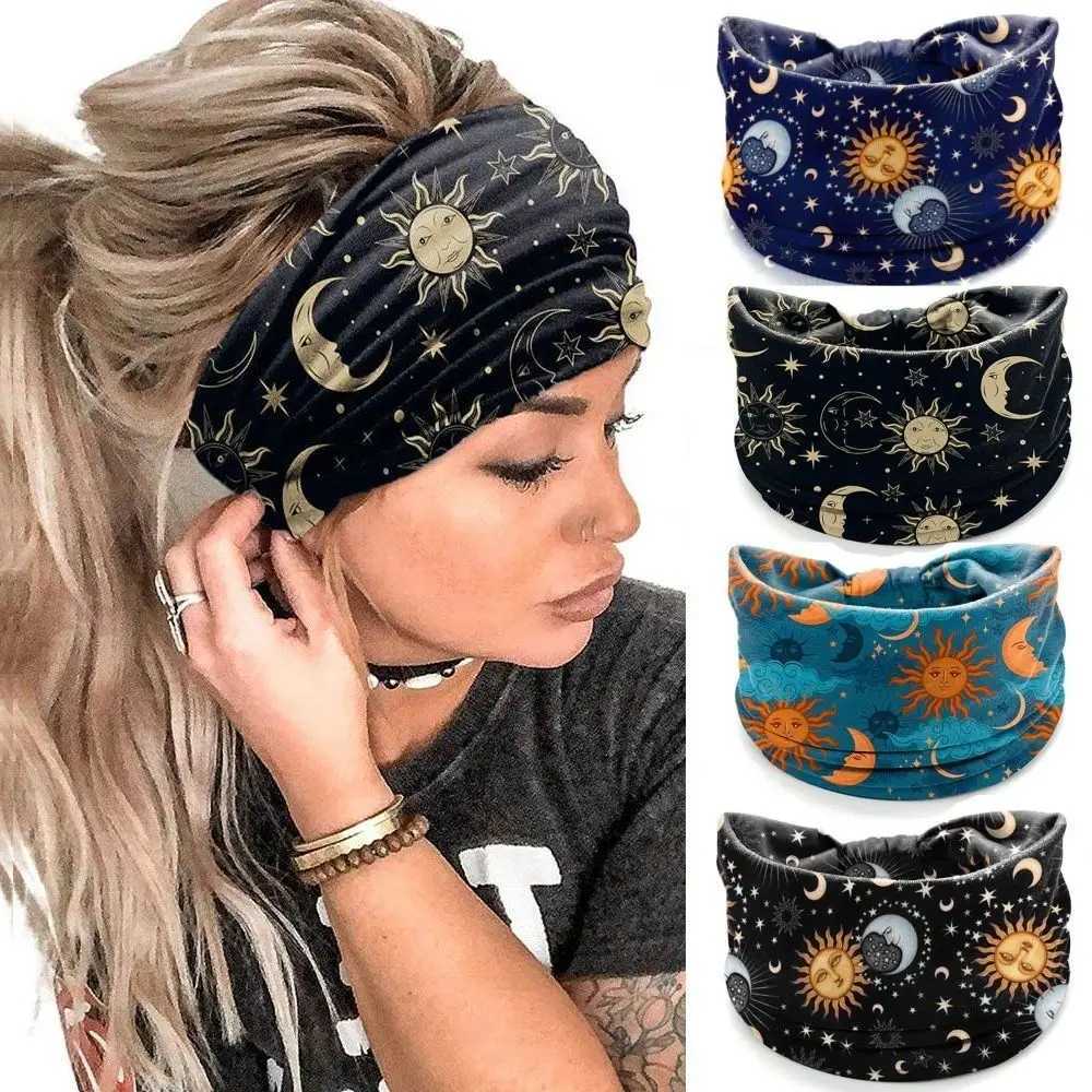 Bohemia Print Wide Headbands New Vintage Elastic Knot Turban Headwrap for Women Girls Soft Print Yoga Bandana Hair Accessories XJ250812
