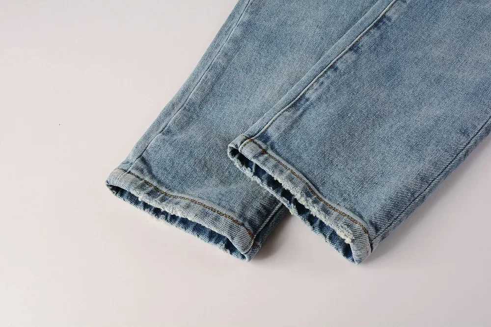 2025 American Light Blue Ripped Jeans 9075 Brands Pants X250812