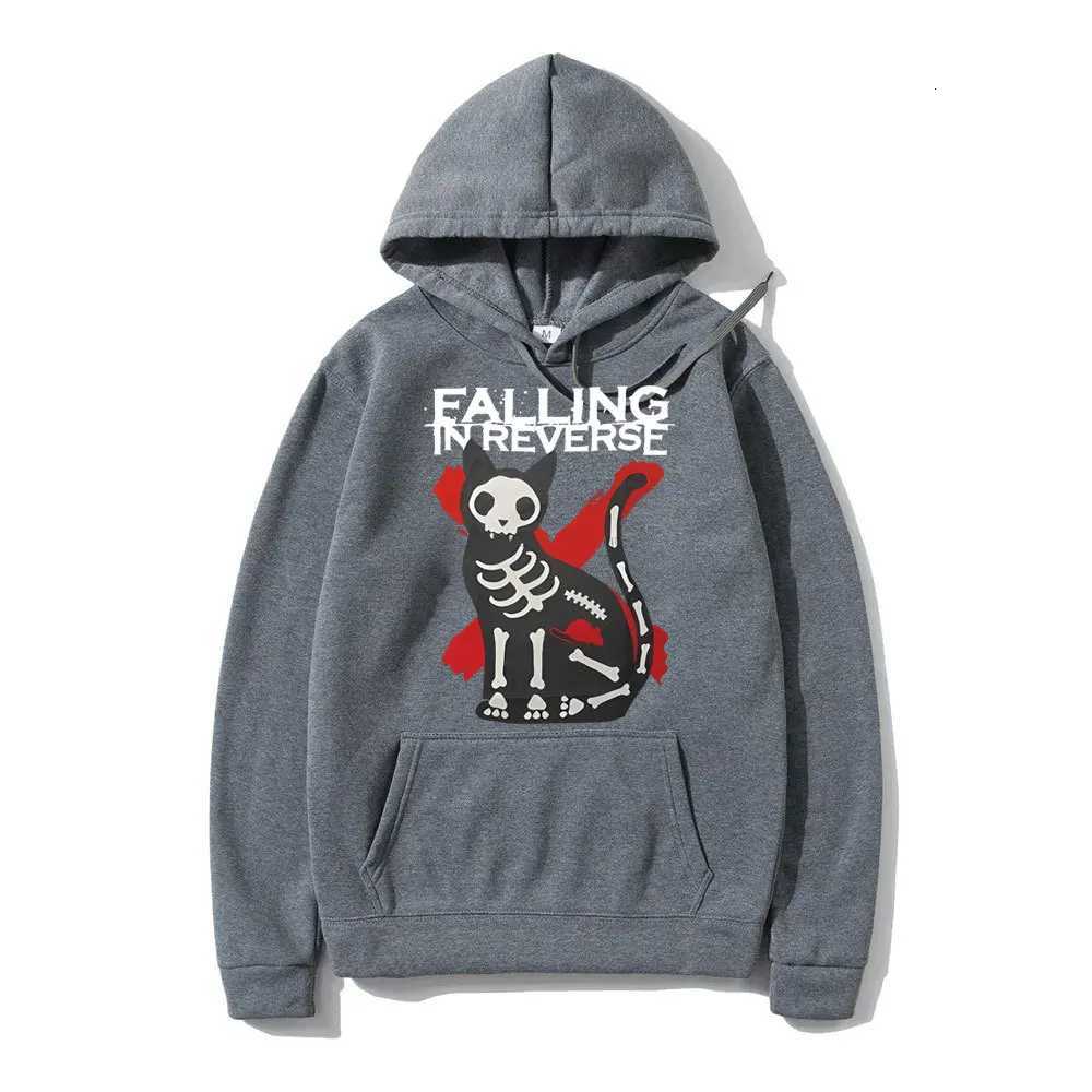 Falling in Reverse Cat Graphic Gothic print Pullover men Fashion Autumn fleece hoodie Long Sleeves clothes Regular Sportwear Y250811
