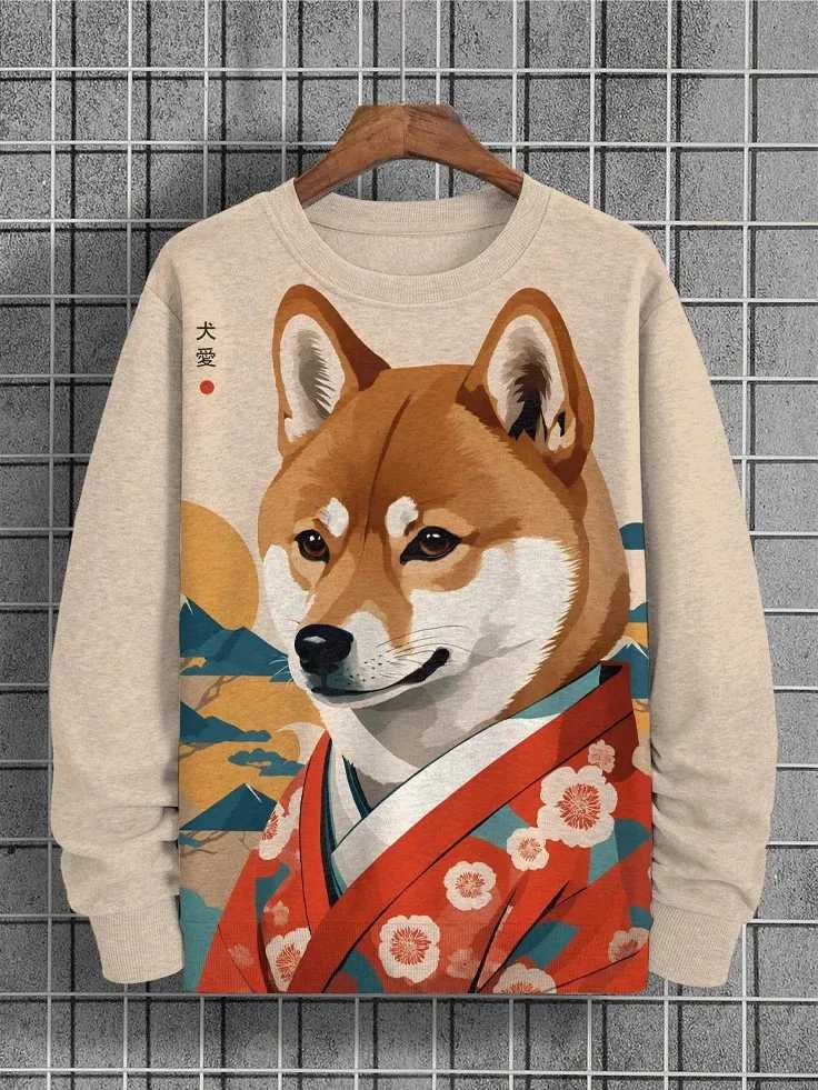 2025 Mens Animal Sweatshirts Long Sleeve Sweatshirt Crew Neck Fashion 3D Printed Japanese Art Prints Casual Sweatshirts Y250811