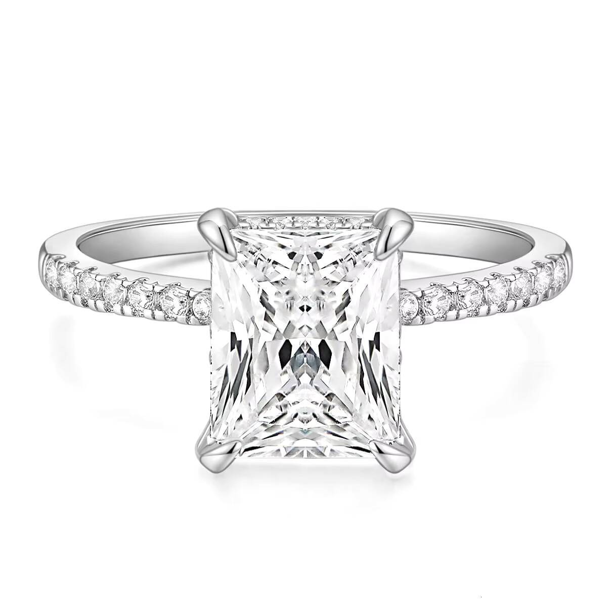Radiant Cut Solitaire Moissanite Moissanite Engagement and Wedding Promise Rings for Women 925 Sterling Silver Jewelry