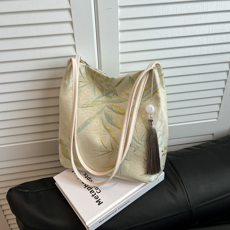 This Year s Trend National New Chinese Print Elegant Casual Simple Gentle Style Summer Large Capacity Shoulder Bag ddmymarket