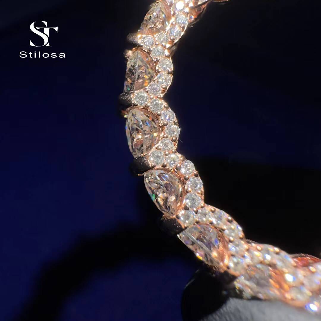 Fashion Jewelry Customized 925 Silver Paired 18K Gold Plated High Quality Cuban Iced Out Ring Moissanite Ring