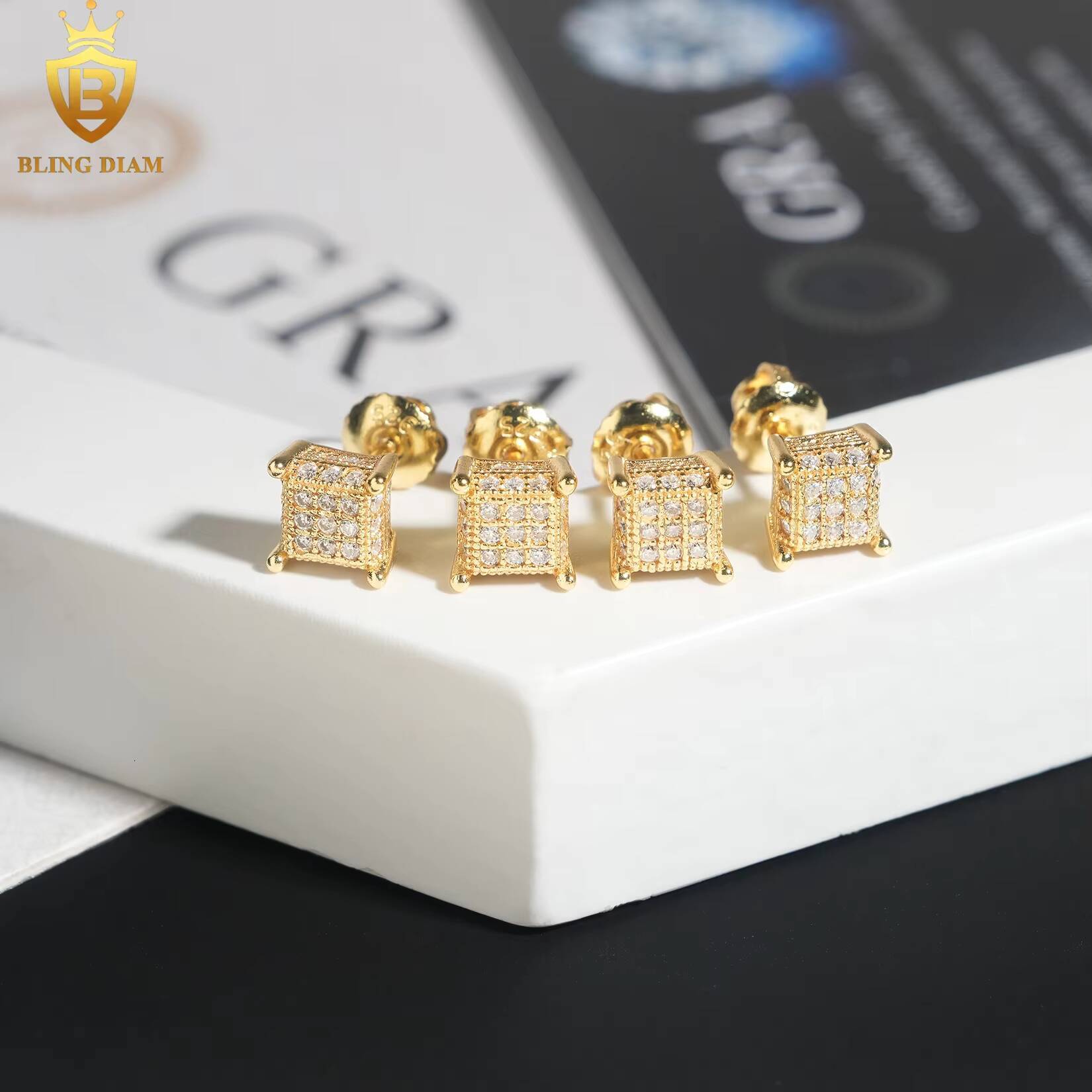 Fashion Jewelry 925 Sterling Silver Gold Plated Vvs1 Moissanite Iced Out Cross Long Earrings Handmade Wholesale Collection