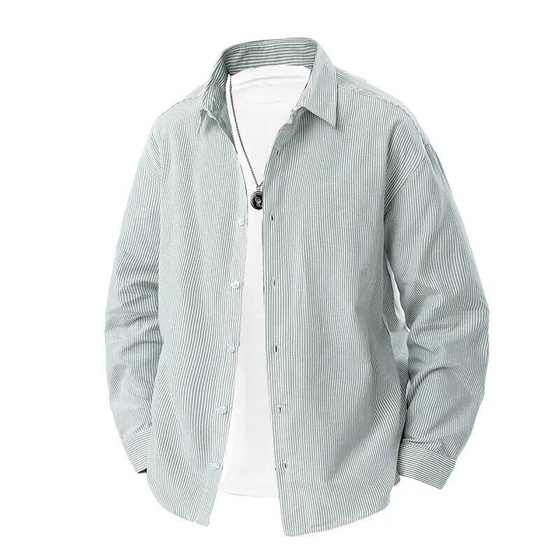 Spring Autumn Men's Striped Casual Shirts Lapel Loose Sports Shirt Male Long Sleeve Streetwear Blouse Handsome Simple Tops Man ddmymarket