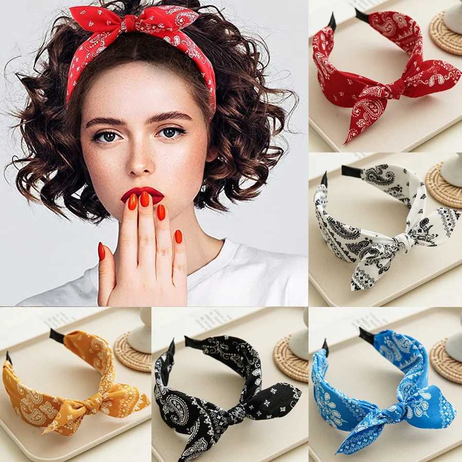 Fashion Paisley Bandana Band For Women Top Knotted Bow Hairbands Cute Rabbit Ear Turban Wrap Hair Band Girls Accessories X250812