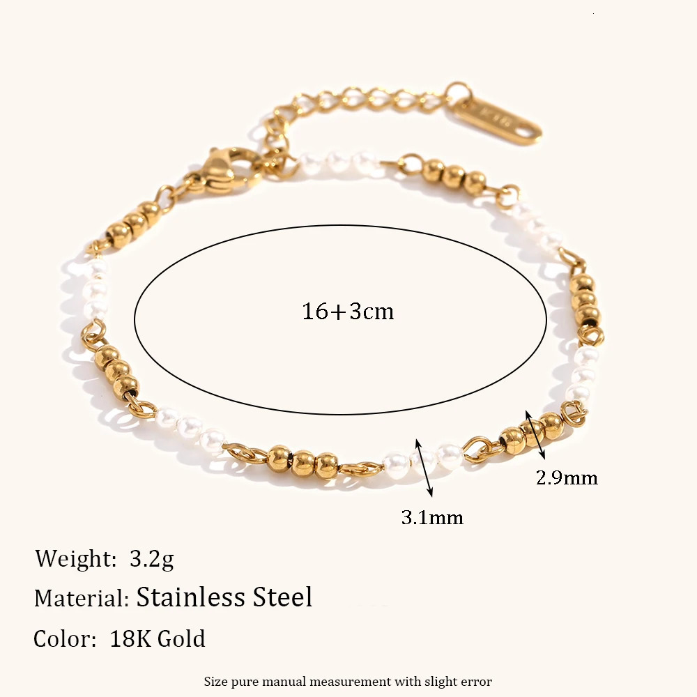 La.Muses Beaded Pearl Stainless Steel Womens Bracelet Fashion Waterproof Daily Premium Jewelry Gift 250807