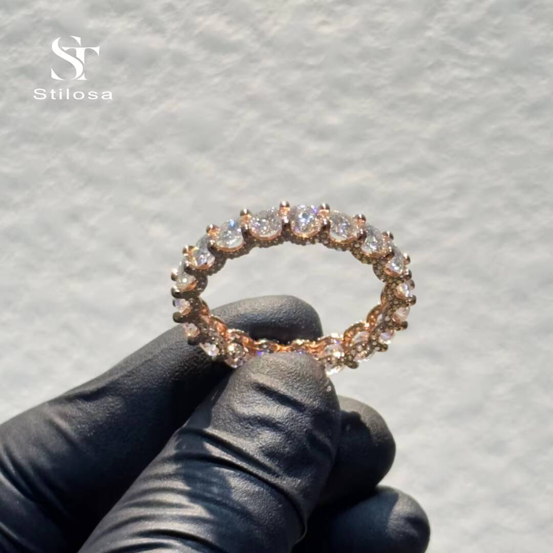 Fashion Jewelry Customized 925 Silver Paired 18K Gold Plated High Quality Cuban Iced Out Ring Moissanite Ring