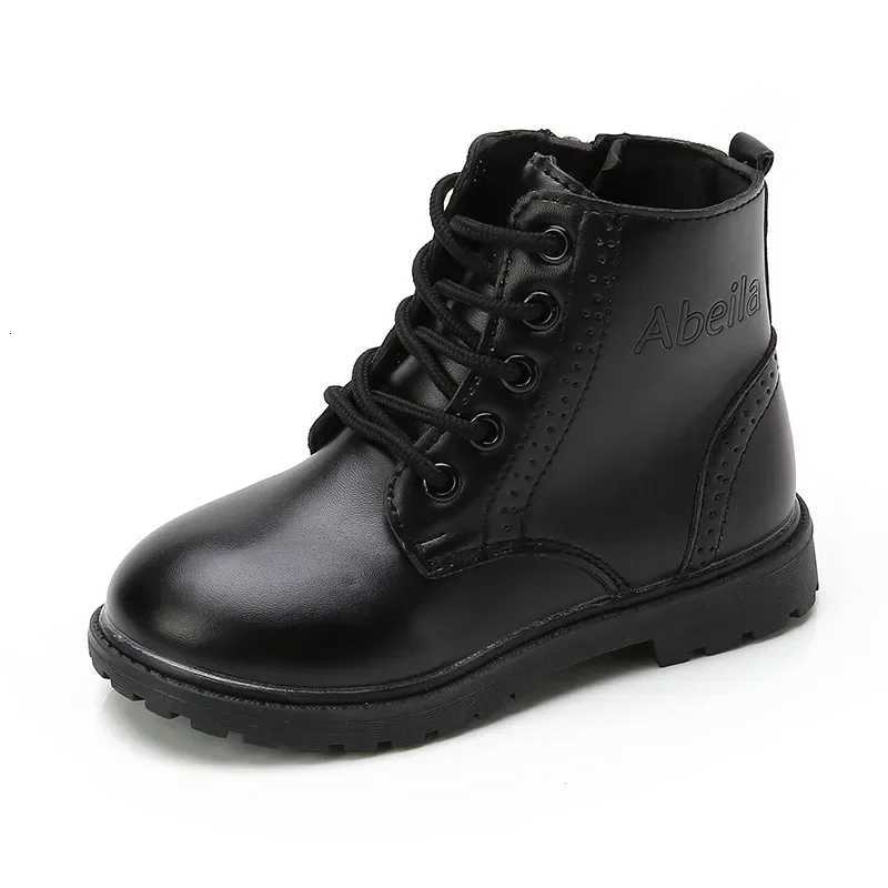 4-10 Years Old Boys Boots Girls Tide Boots Black Leather Classic Kids Ankle Boots Size 21-37 Cross-tied Childrens Tide Boots Soft Autumn NewXJ250812