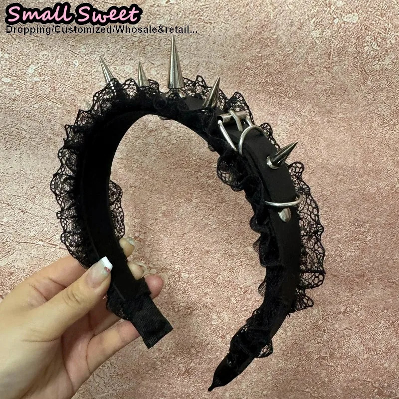 PU Leather Headband Gothic Tiaras Leather Buckle Hair band Rock Headband Punk Hair Hoop Steampunk Spike PU Leather Headband 250805