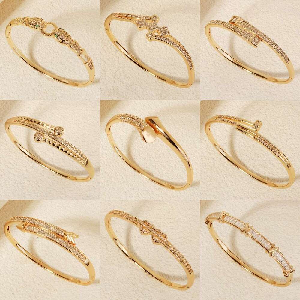 Gold Plated Zirconia Bracelet for Women, Elegant Open Bangle, Luxury Cubic Zirconia Cuff, Fashion Jewelry for Wedding & Daily Wear