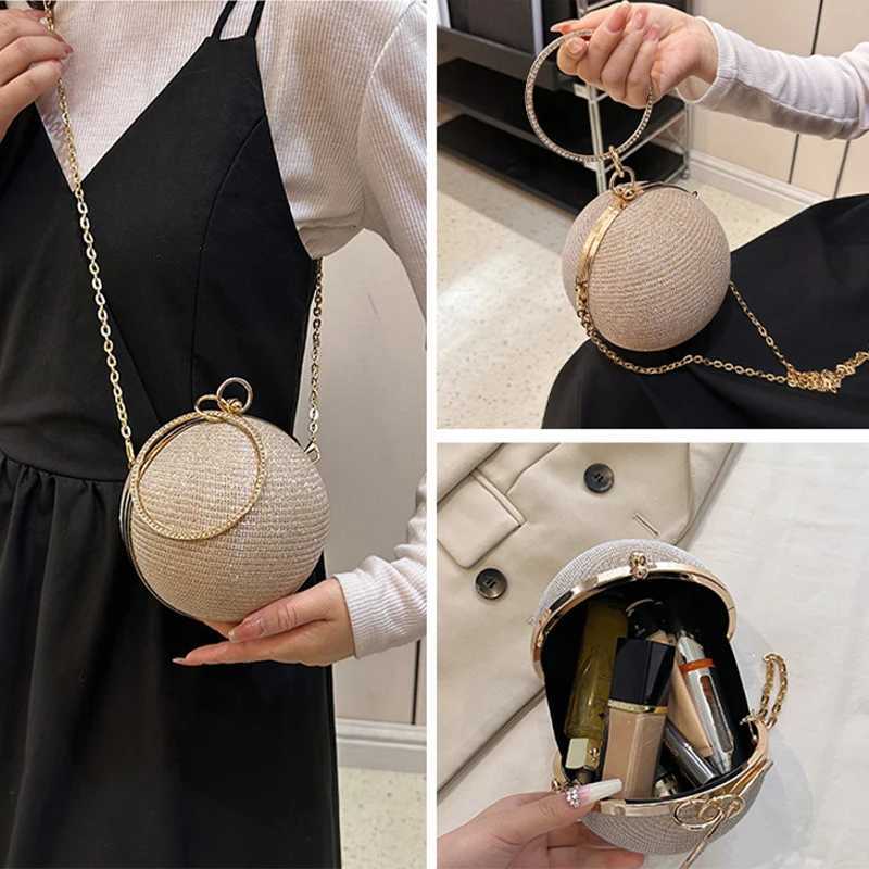 Circular Ring Portable Evening Bags Metal Round Ball Handbags For Lipstick Elegant Clutch Purse Wedding Wallets Z250812