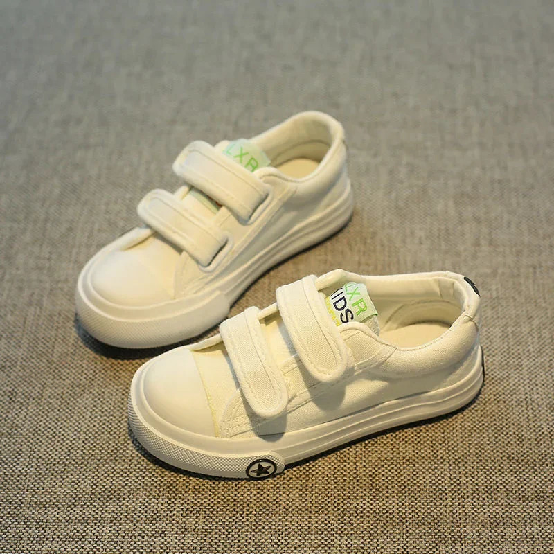 Childrens Canva Shoes Magic Stickers Autumn Style Medium Large Kids Student Shoes Men Womens Kids Korean Fabric 250811