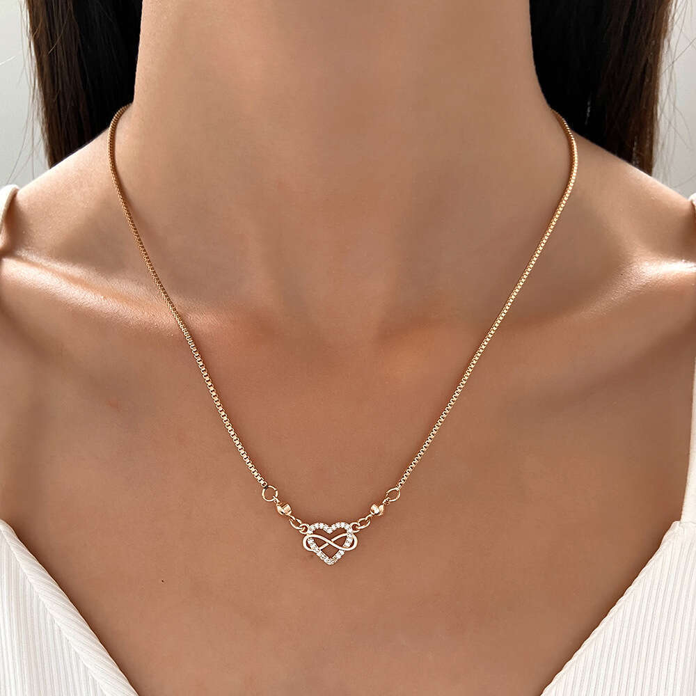 Full Dia Heart Necklace Fashionable Temperament Butterfly Tassel Heart-shaped Collarbone Internet Celebrity Sweater Chain