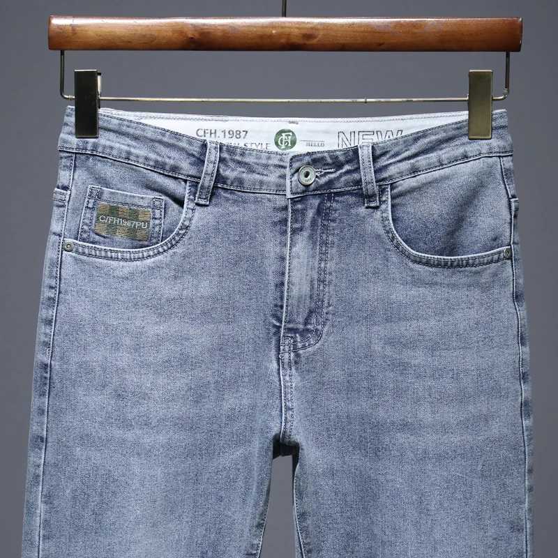 Hot summer jeans for men trendy Korean style slim fit. X250812